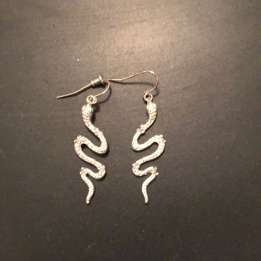 silver snake earrings